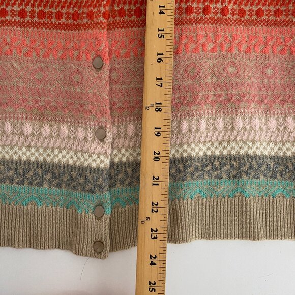 Talbots Cardigan Sweater Size XLP Fair Isle Multicolor Lambswool Mohair - Picture 9 of 10